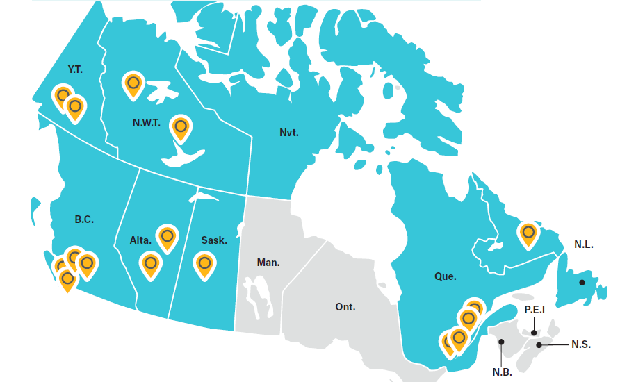 Map of Canada showing CMN Network members